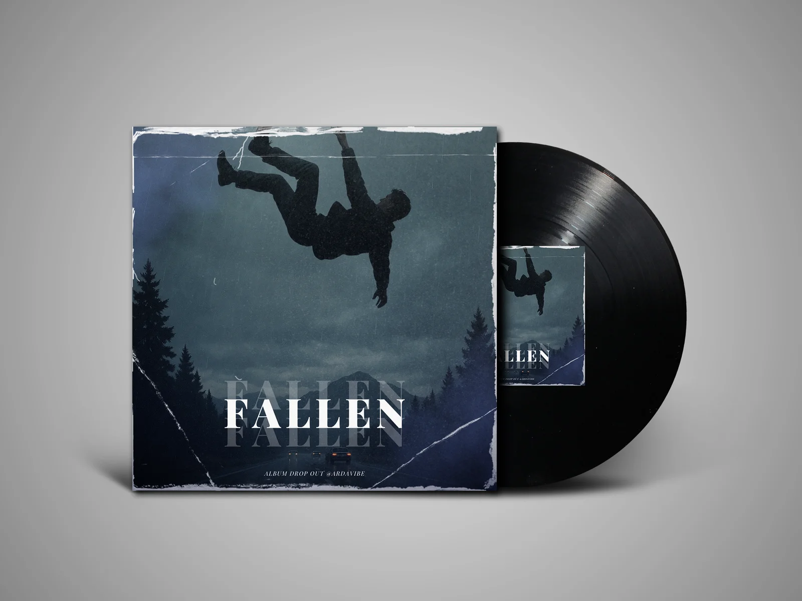 FALLEN album cover and vinyl mockup